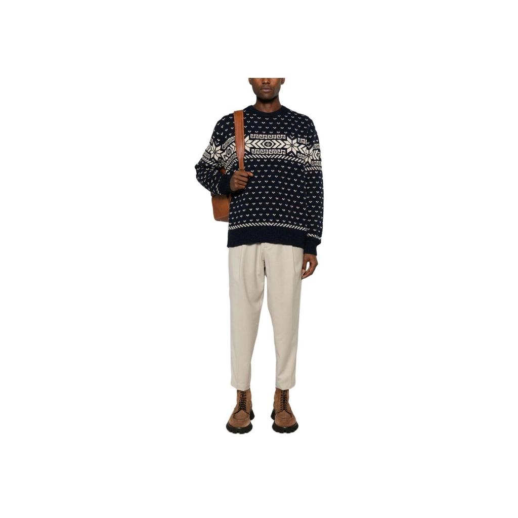 Polo Ralph Lauren Round Neck Drop Shoulder Embroidered Long Sleeve Sweater Men Sweater Dark-Blue 710949304-001