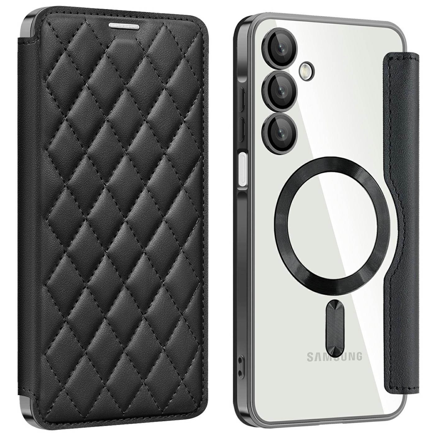 

Для Samsung Galaxy A16 4G/5G Чохол Сумісний з MagSafe Ромбоподібний Чохол для телефону з ПУ шкіри Black