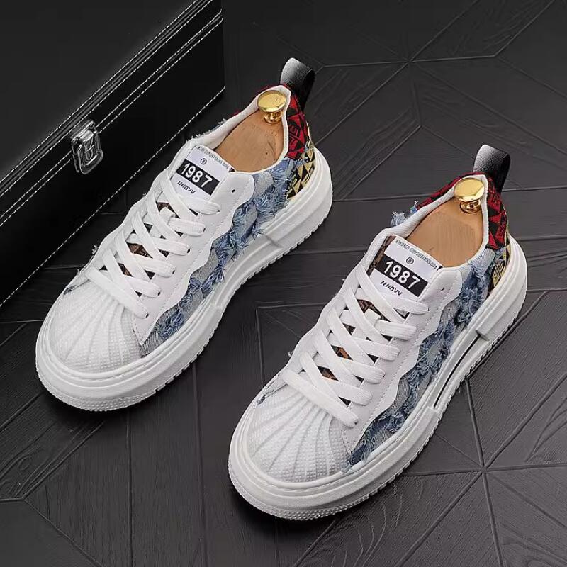 Fashion European men's shoes autumn fashion shoes Breathable match color canvas shoes thick board men's casual shoes