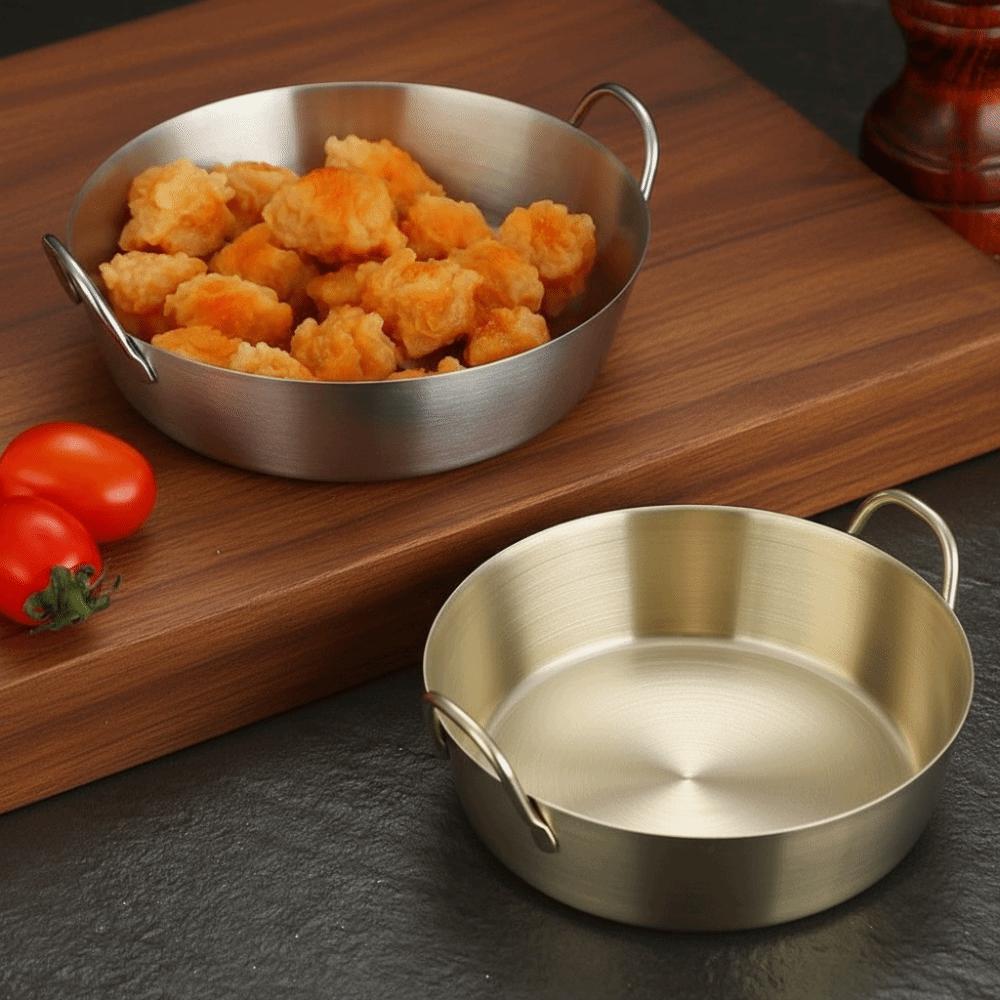 Round Two-Ear Snack Dish 304 Stainless Steel Seasoning Cup New Dual Handle Bowl  Kitchen Use