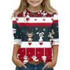 Christmas Children's 3/4 Sleeve Tops Casual  Printed Daily T Shirt Round Neck Pullover Blouse