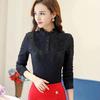 Plush Thickened Long Sleeve Lace Shirts Women's Autumn Winter Slim Fit Tops Large Size Warm Blouses