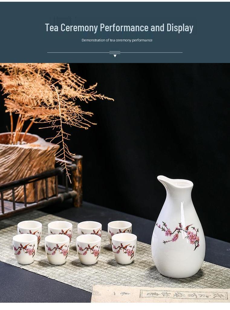 Yinjiu Ceramic Wine Set - Includes 1 Decanter and 6 Cups - Ideal for Events and Gifting