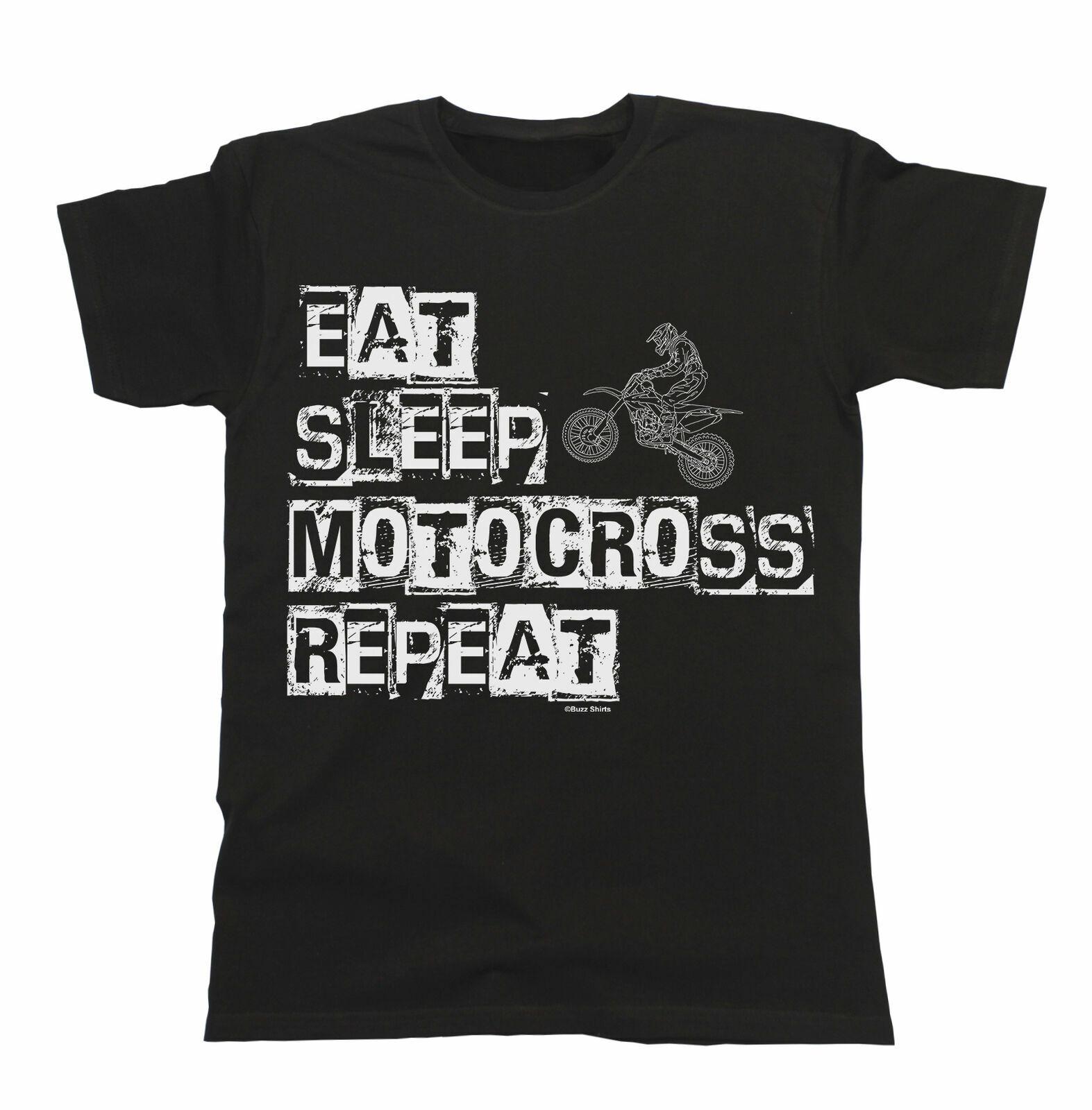 EAT Sleep MOTOCROSS Repeat Mens Motorbike T-Shirt Mens Womens Tees Top Cotton Christmas Gift 2XL