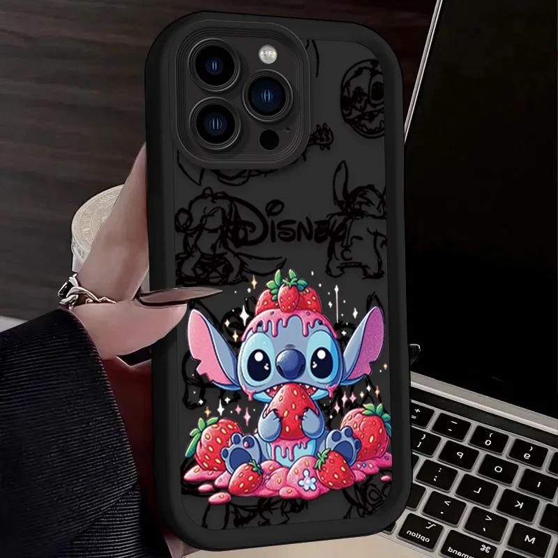

Disney Stitch Полуничний Милий Чохол для Телефону Для iPhone 16 15 14 13 12 11 Pro Max X XS Max XR 12 13 Mini 8Plus Ударостійкий М який Чохол For iPhone 13 Mini