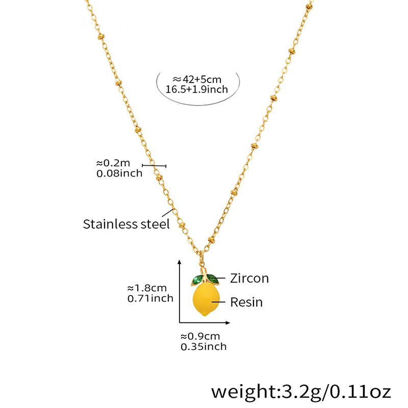 

Смола Фрукты Лимон Подвеска Ожерелье Для Женщин Имитация Жемчуга Нержавеющая Сталь Циркон Ручная Работа Прядь Бусин Чокер Ювелирные Изделия