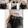 Stylish Women's Pu Adjustable Belt With Retro Moon Buckle For Casual Denim Wear