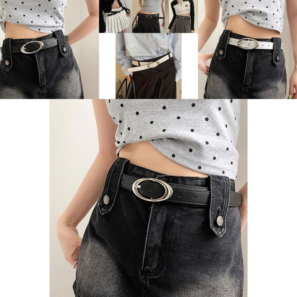Minimalist Black Pu Belt With Retro Star Buckle Perfect For Trendy Students