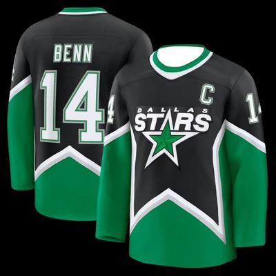 Dallas Stars Hockey Jersey - Black/Green/White Captain "C" Patch Apparel No.14 91 Prints T-Shirt Long Sleeve V-neck Tshirt