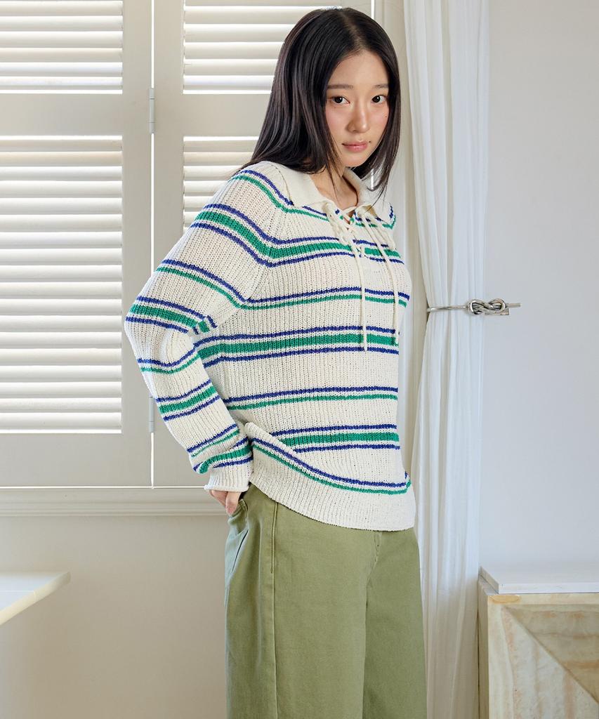 Ollibeudeollibeu Neckstrap Striped Pullover Ok6Mp3190