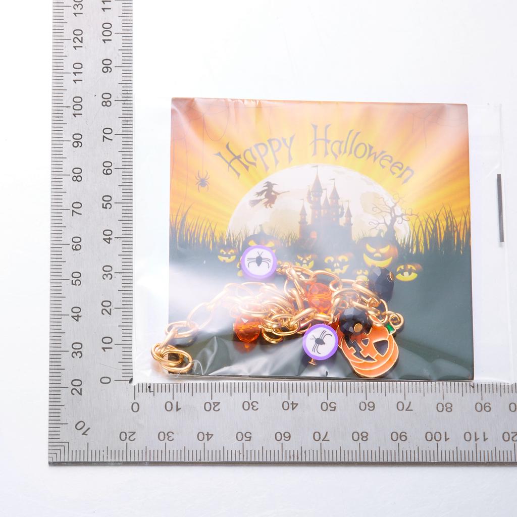 Halloween Cute Ghost Pumpkin Bat Charm Bracelet for Women Men Gold Color Metal Chain Enamel Bracelet Funny Festival Jewelry Gift