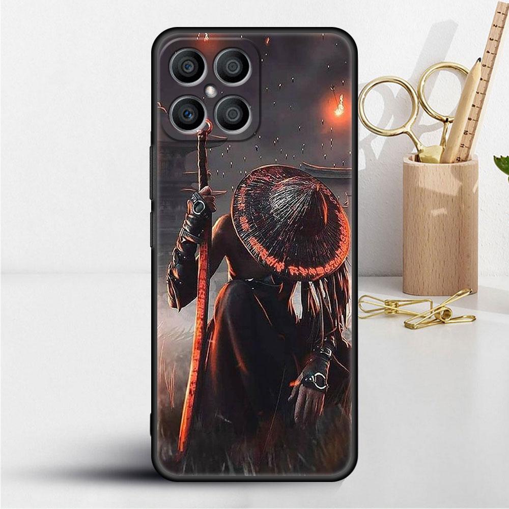 

Чехол «Самурай» с пейзажной тушью для Huawei Honor X8 X9 P50 X7 50 20 8X Play 9A P40 P30 Lite P Smart 2021, черный чехол для телефона Honor X9
