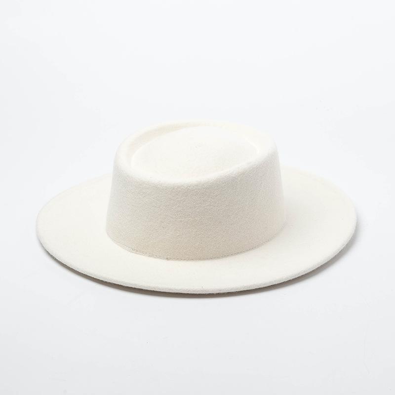 

Autumn Winter % Wool Milk White Lady Fedoras Cap Women Leisure Panamjazz Hat m