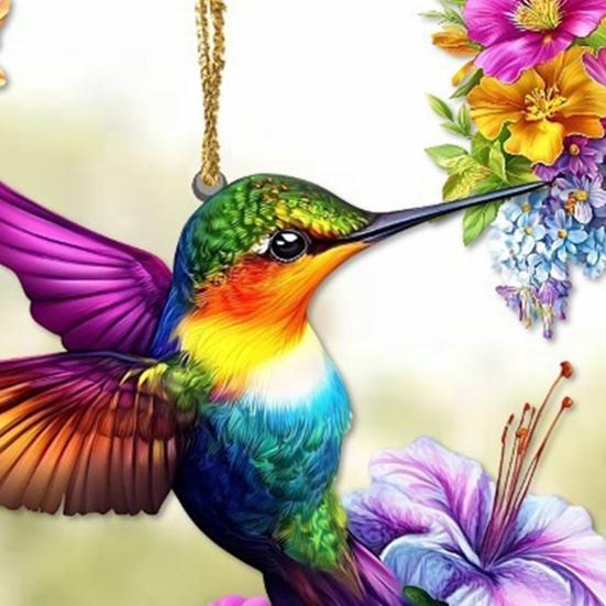 Kolibřík Vánoční ozdoby 2D Akrylový Létající pták Závěsné přívěsky na Vánoční stromek Dveře Okno Domácí dekorace