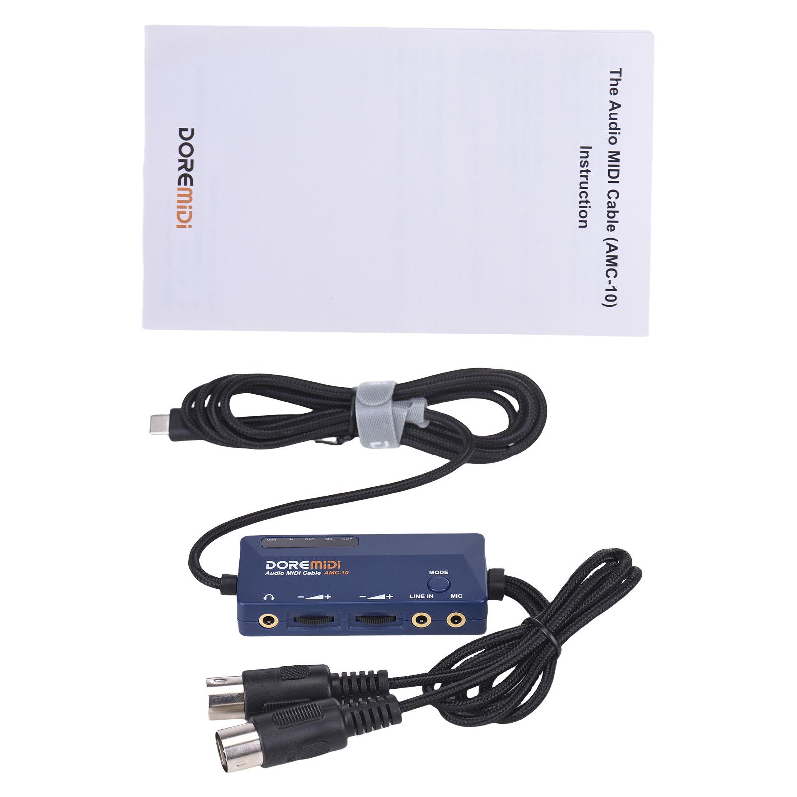 

DOREMiDi MIDI to Type-C Interface MIDI Cable Adapter for Editing Recording Track MIDI Cable USB C Converter Built-in Rever синій