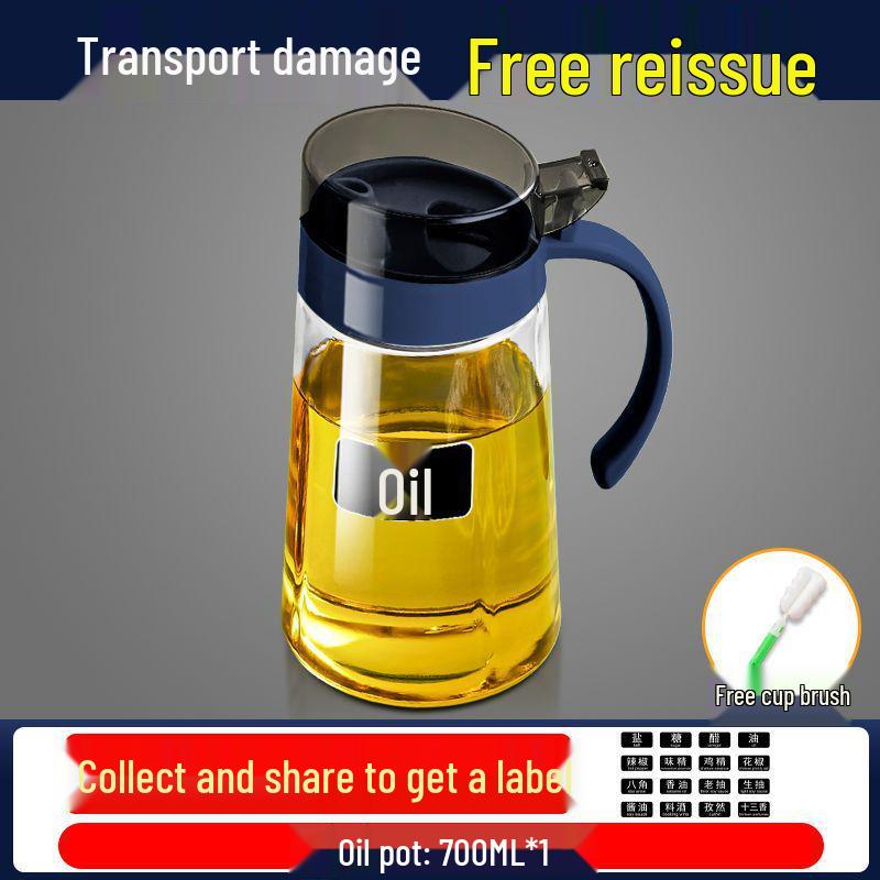 

Leak-Proof Glass Oil and Vinegar Bottle for Kitchen 700ml + Cup Brush