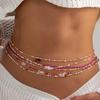 Salircon 6 Pcs/Set Summer Beach Bohemian Rice Beaded Waist Belly Chain for Women Sexy Simple Body Chain Y2K Jewelry Accessories