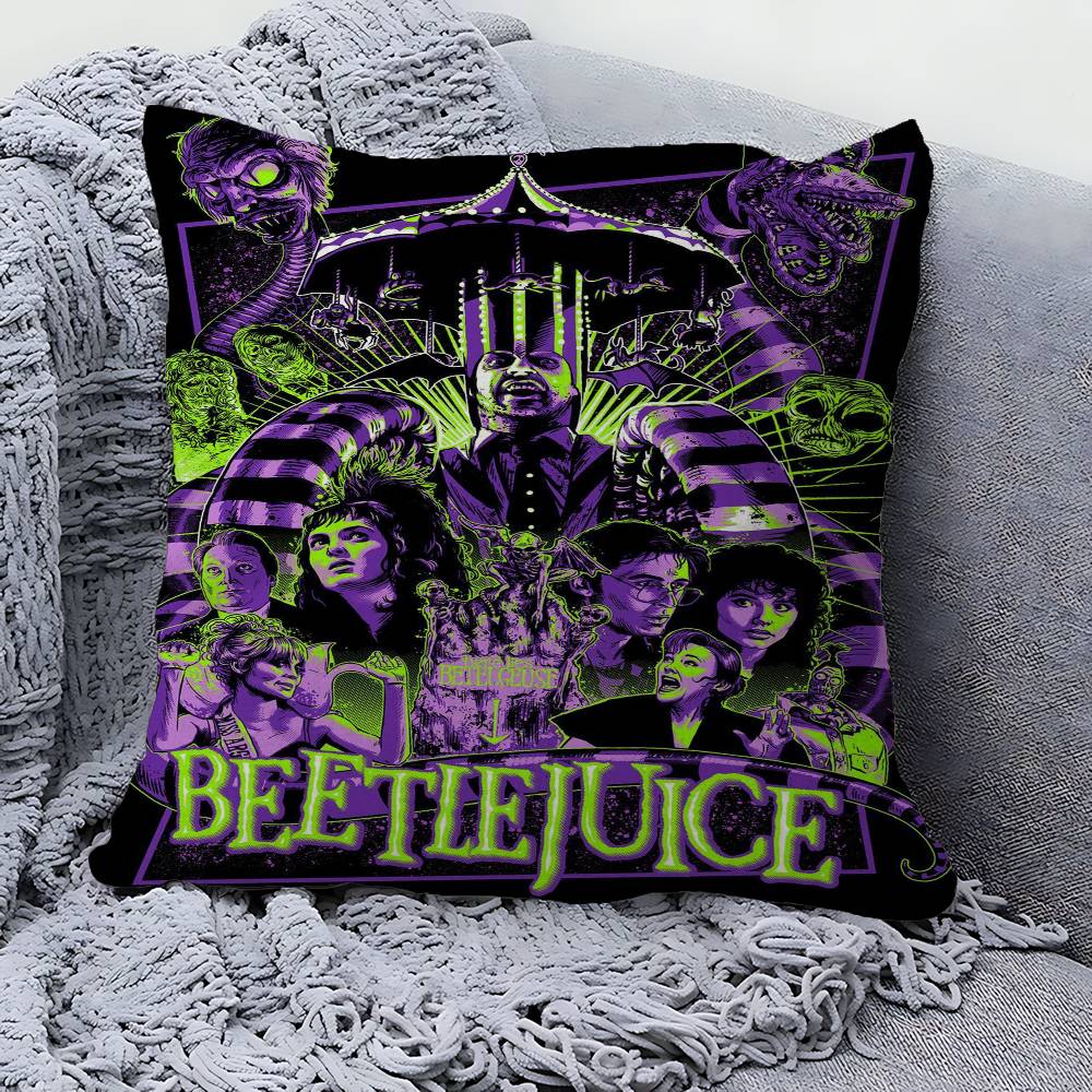 Classic Movie B-Beetlejuice Decorative Room Aesthetics Pillow Case Home Decor Bedroom Sofa Bed Couch Pillow Cover 45x45