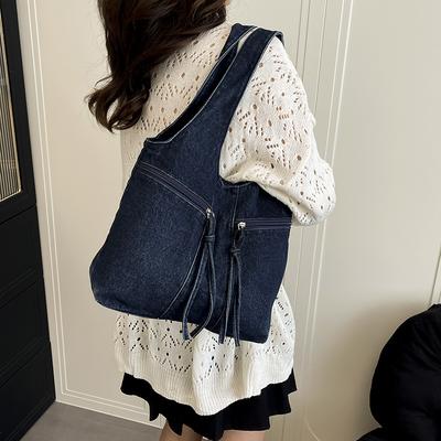 Casual Large-capacity Denim Bag Women's 2025 Autumn New Lightweight Shoulder Bag Commuter Tote Bag