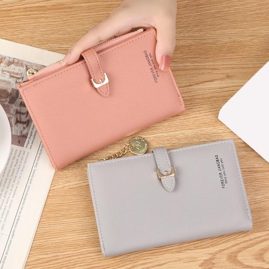 Women Wallet Luxury Faux Leather Large Snap Button Zipper Bi-fold Multi-slots Card Holder Long Slim Coin Purse Money Case Bag Girls Gift