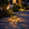 Durable Outdoor Lighting Garden Solar Light, Waterproof Metal Lamp, Leaf Pattern Lawn Light Lantern for Terrace Yard Deck Porch Table Decor Decorative