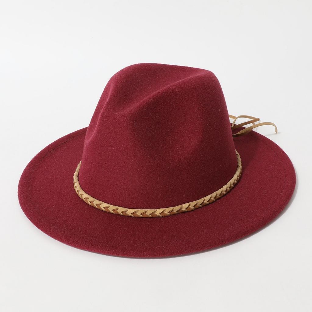 Western cowboy hat, vintage wide-brimmed jazz woolen hat, men's ribbon felt hat, Mongolian street dance Tibetan knight hat