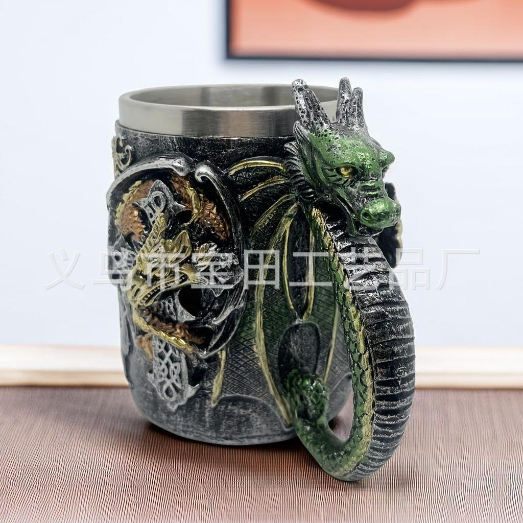 Resin stainless steel Halloween series cup dragon skull modeling mug home decoration ornament