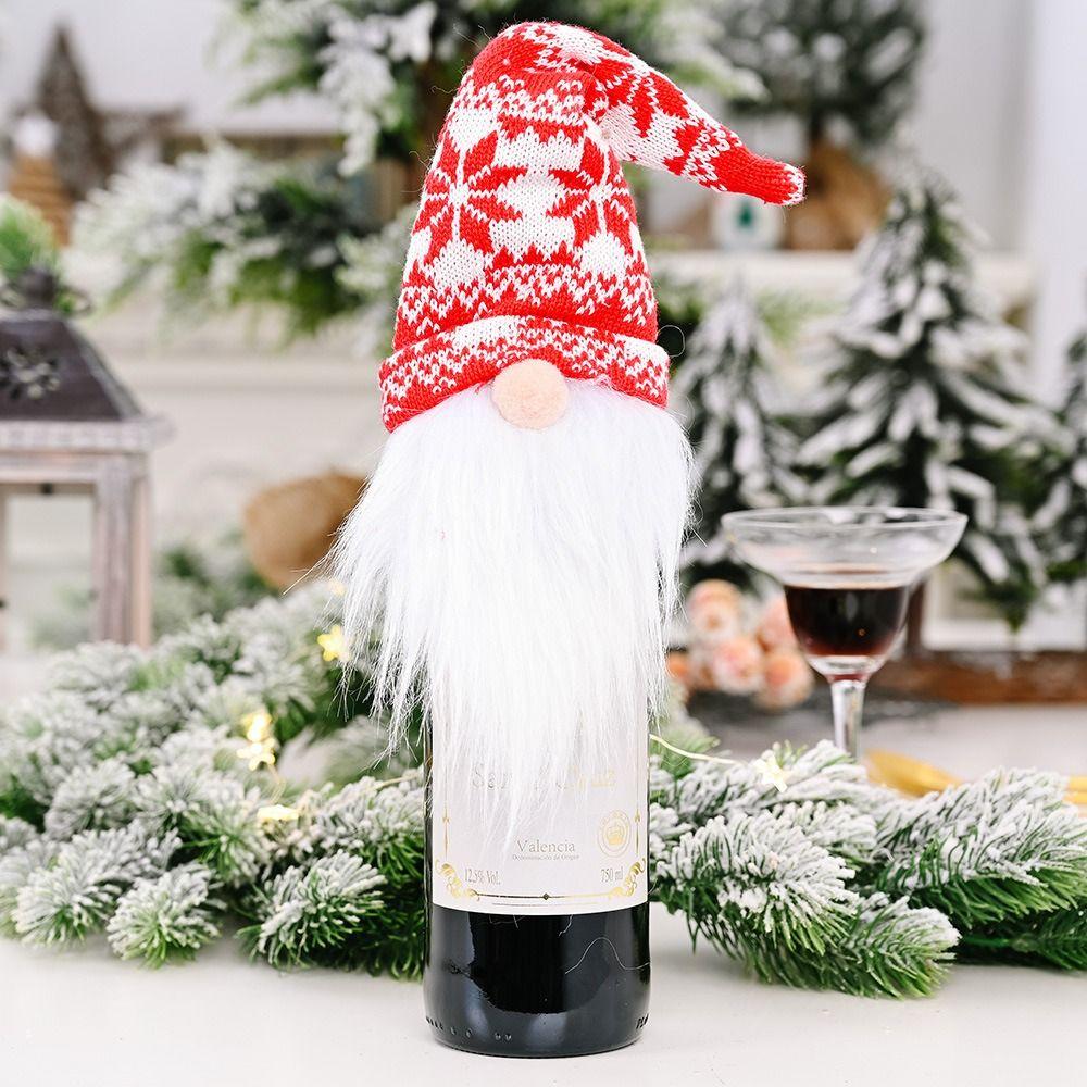 2pcs Cartoon Faceless Doll Champagne Bottle Cover Knitted Beer Wine Decor Party Favors