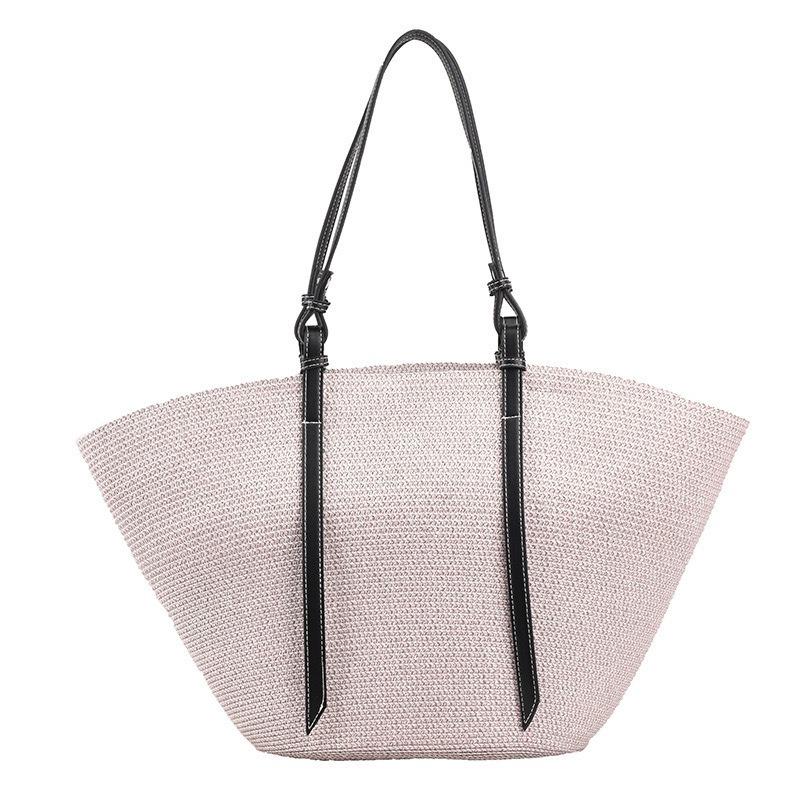 

New splicing vegetable basket straw bag large capacity hand-woven bag tote bag women s shoulder holiday beach women s bag Open белый