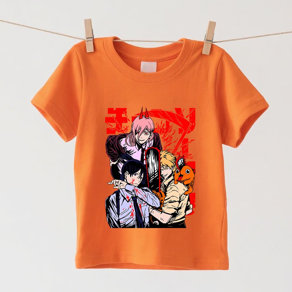 Chainsaw Man Characters Anime Graphic Print Cotton T Shirts for Boys Girls Summer Casual Short Sleeve Top