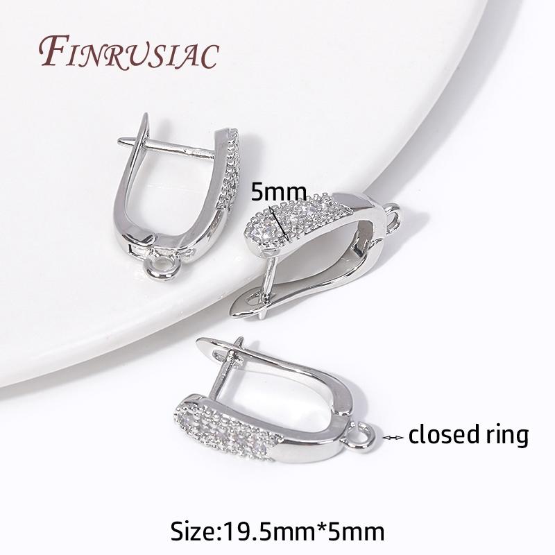 

18k Gold Plated Inlaid Zircon U Shape Earring Clasp Fasteners Accessories DIY Handmade Tassel / Pearl Drop Earrings Findings 1 pair