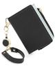 [honey&blue] Pass Case with Reel, YKK Zipper, Cute Coin Purse, Genuine Leather, Women's (Black)