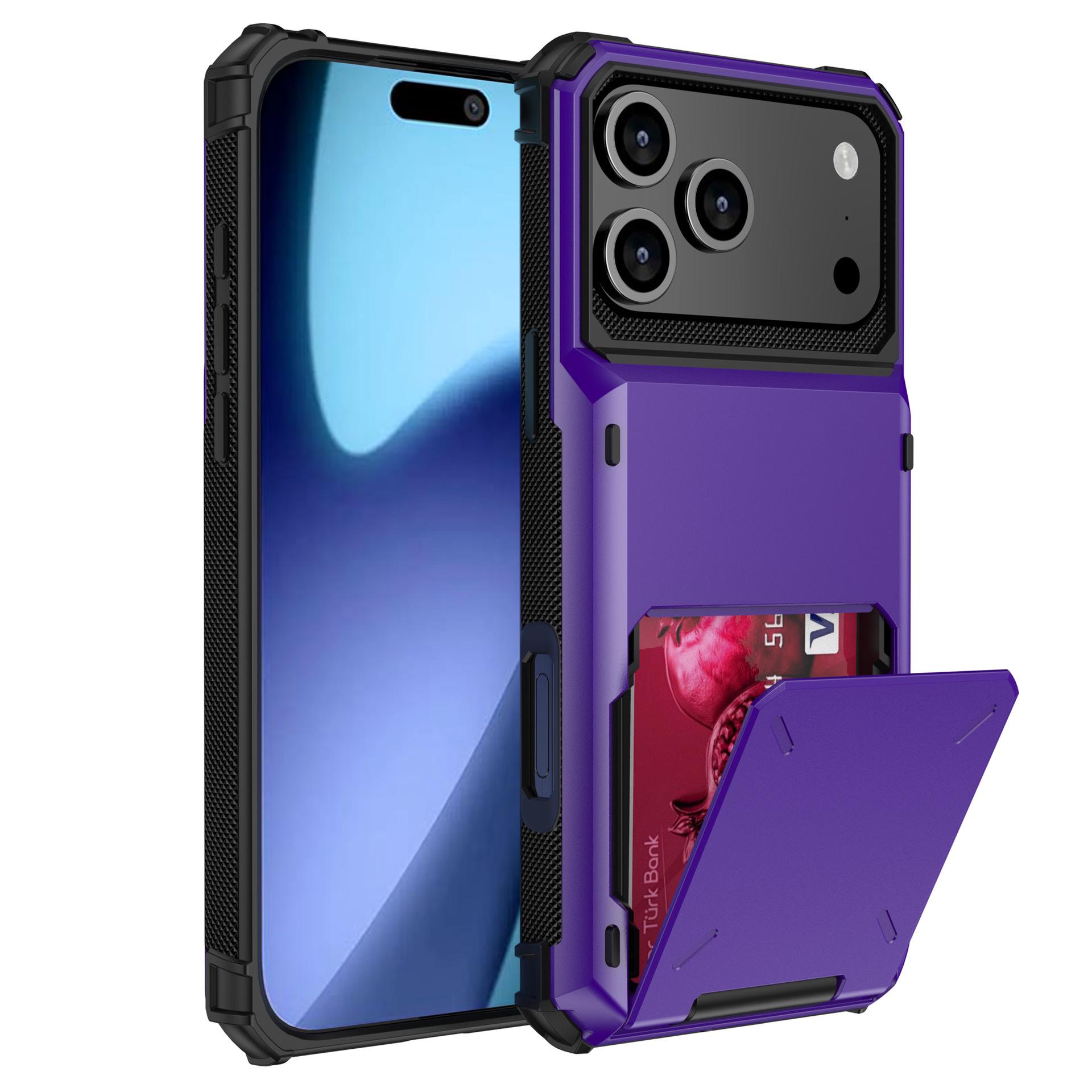 

iPhone 17 Pro Max Flip Wallet Case with Card Slots iPhone 12 Pro Max 6.7 фиолетовый