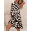 Rochie Elegantă de Vară Fără Mâneci cu Imprimeu Leopard pentru Femei, Largă, cu Gât O, Casual, Simplă, de Petrecere, A-line, Scurtă, Streetwear, Îmbrăcăminte Femei