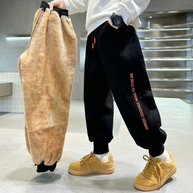 

Мальчики Толстые Штаны Подросток Утепленные Спортивные Брюки Детские Теплые Снежные Детские Зимние Штаны 140cm чёрный