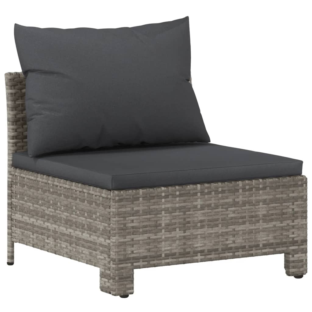 vidaXL 5-tlg. Garten-Lounge-Set mit Kissen Grau Poly Rattan