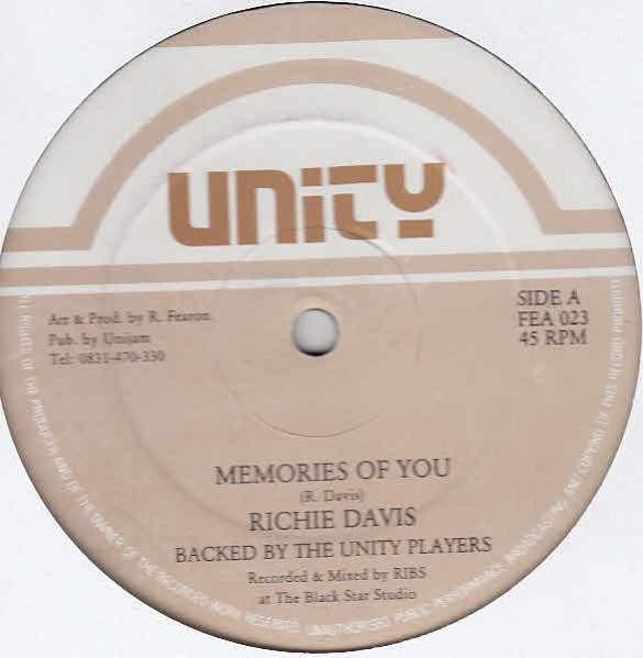 

12inch Record RICHIE DAVIS Memories Of You FEA023 Unity Sounds UK Reggae Ska Dub Used