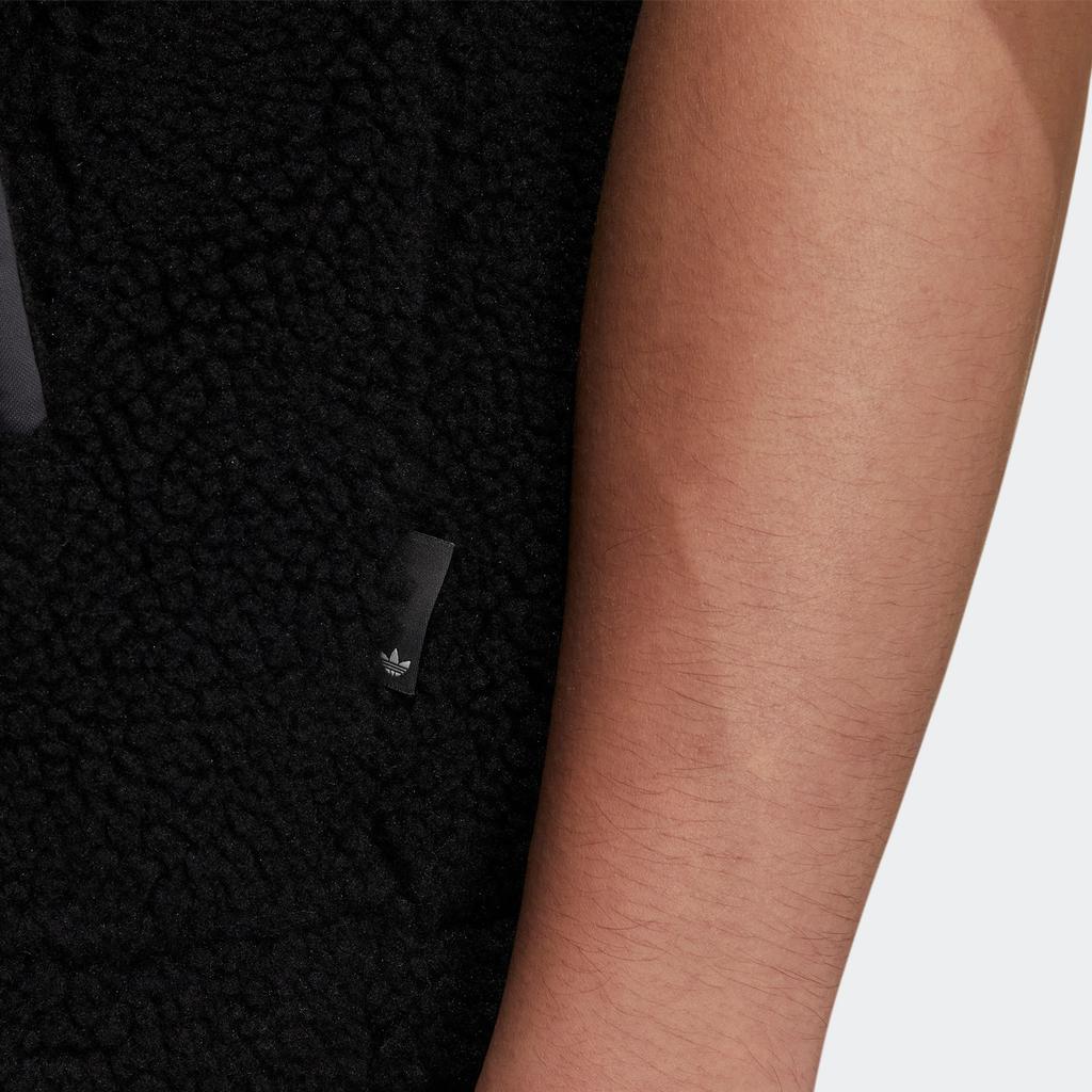 Adidas Originals FW22 Clover Logo Print Zipper Stand Collar Fleece Vest Sleeveless Men Vest Black IC8160