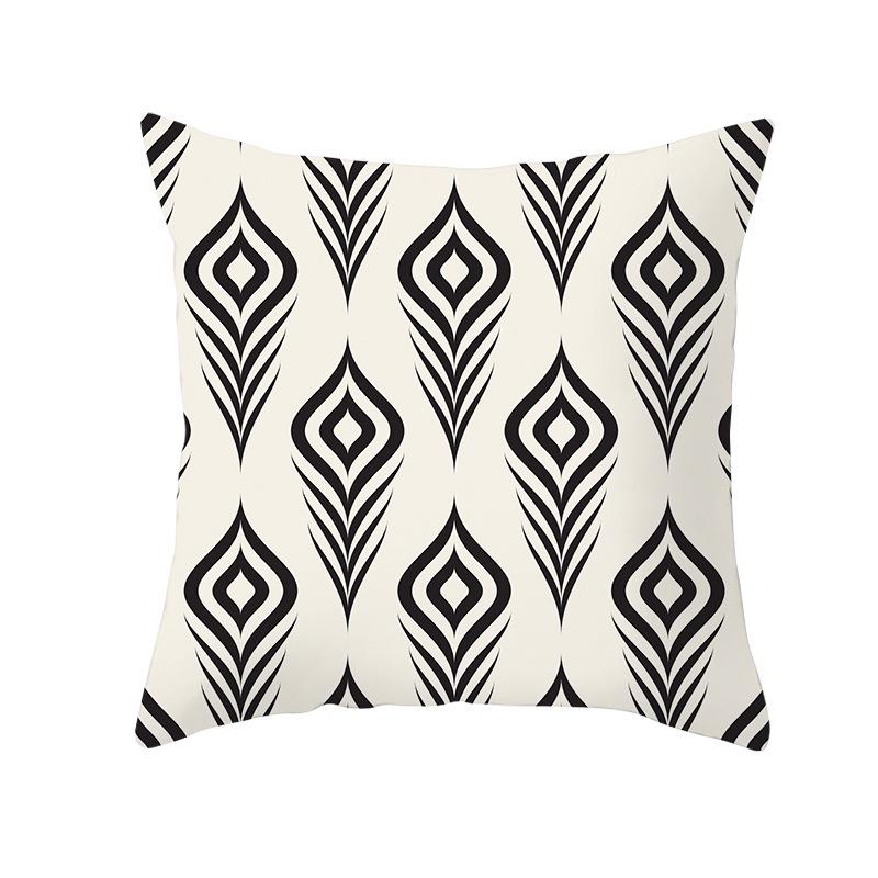 Red, Blue and Black Geometric Cushion Cover, Peach Skin Print Pillow Cover, Square Sofa Cushion, Home Textiles and Household Products