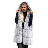 Women Parkas Hooked Sleeveless Turndown Collar Coat Cardigan Covered Button Pockets Round Neck Solid Color Loose Casual Coat 5XL