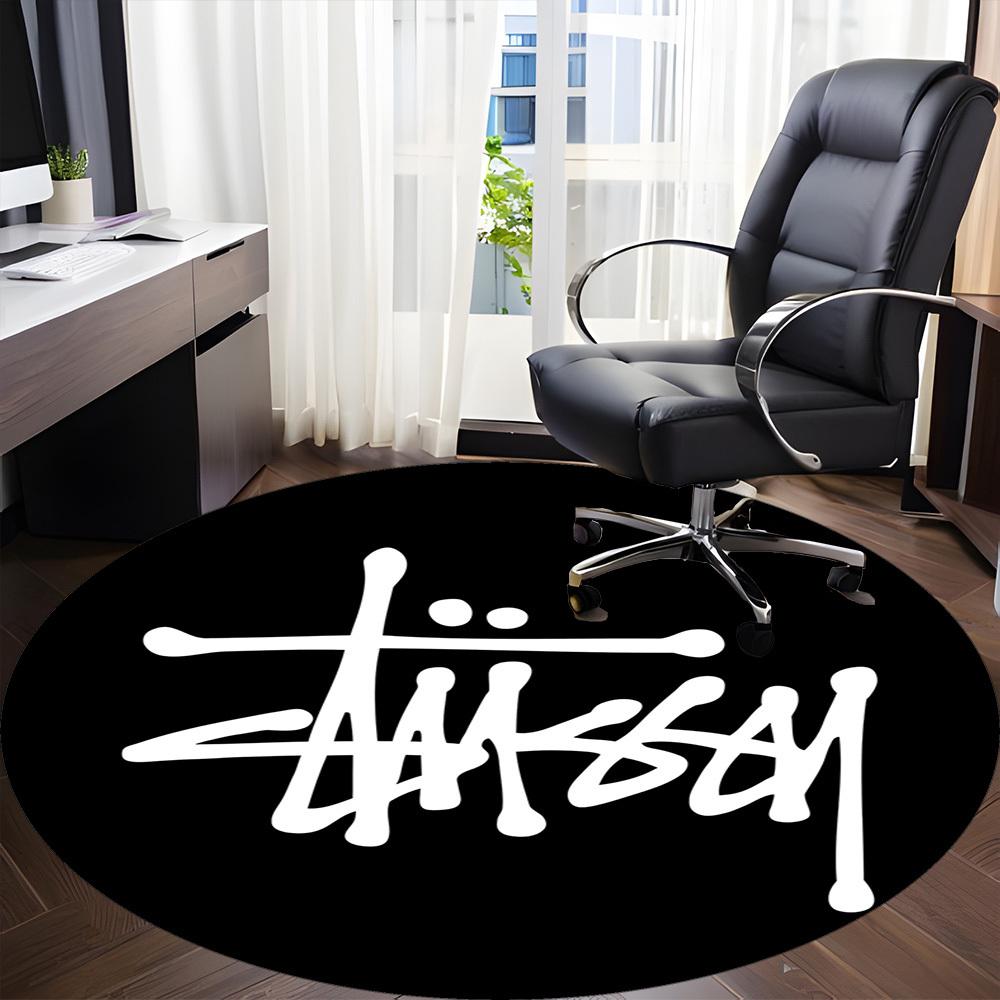 1PC Stussy Office Round Rug, Non-slip, Soft and Durable Office Rug for Interior Decoration, Perfect for Office, Beautiful Decoration