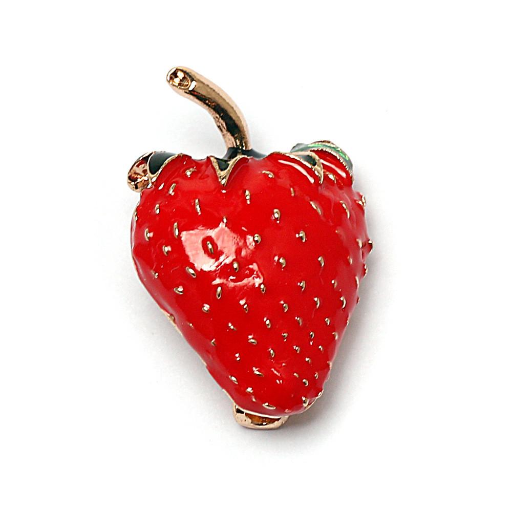 Creative Strawberry Brooch With Rhinestone Embellishments For Fashion Accessories