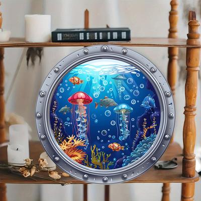 2D Flat 20cm Ocean Wooden Wall Hanging Decor - Jellyfish Universal Holiday Wooden Pendant, Home Decoration, Welcome Sign Party Decor, Wood Crafted Art