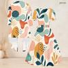 Women Plus Size Two Piece Set Printed Square Neck Short Sleeve Tie Waist Flared Dress And Long Sleeve Cardigan
