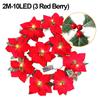 Artificial Poinsettia Garland Christmas Ornaments Flower String Light Holly Berry Green Leaf Vine for Xmas Tree Table Decoration