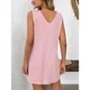 Sommer V-Ausschnitt Ärmellos Damen Weste Kleid Elegant Locker Taschen Einfarbig Tasche Mode Einfach Kurze Kleider Lässig Büro Einfache Kleidung