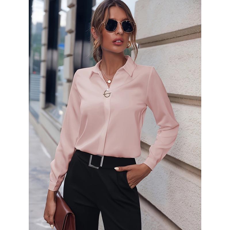 Versatile Long-Sleeved Shirt with Pearl Buttons - Casual To Business Style