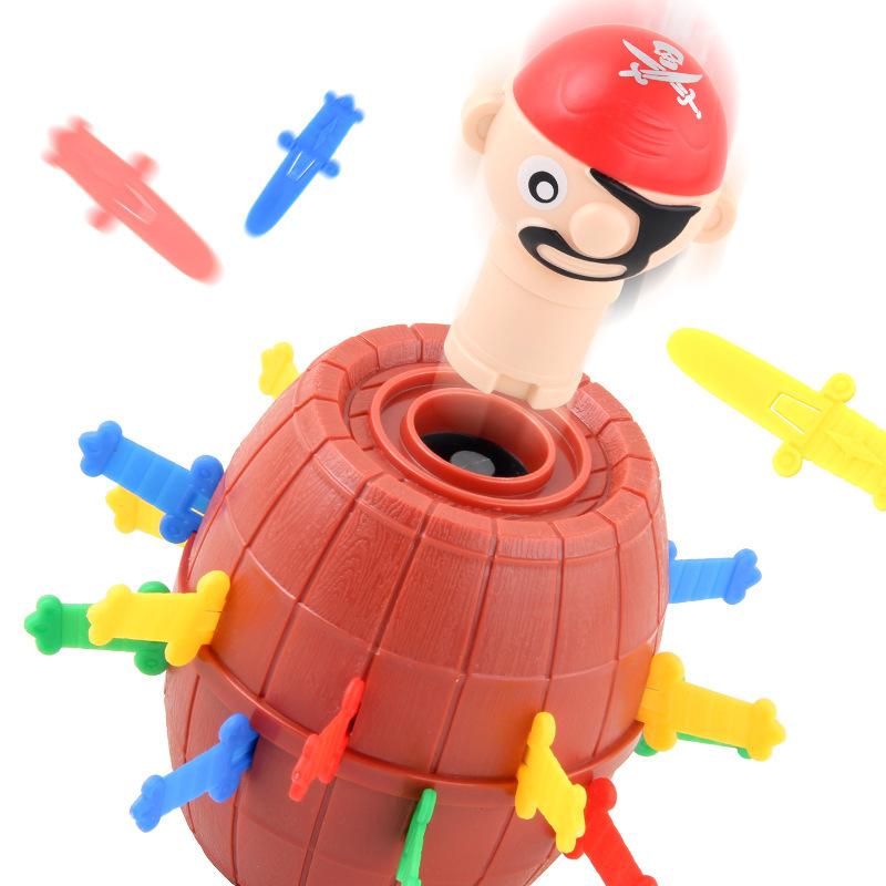Mini Funny Pirate Barrel Toys Lucky Game Jumping Pirates Bucket Sword Stab Tricky Toy Family Interactive Games For Child Gift