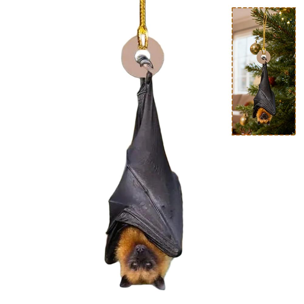 Acrylic Bat Christmas tree Hanging ornaments, 1/3PCS Realistic Upside-Down Bat Decor, Holiday Christmas Tree Hanging Decoration