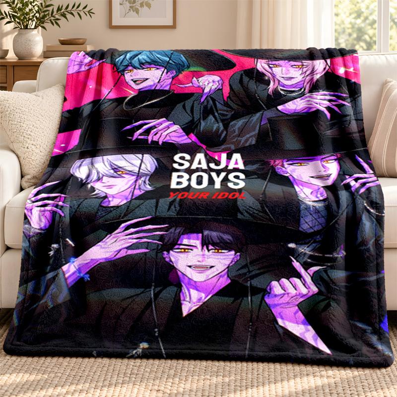 Kpop Demon Hunters Blanket Flannel Blanket Soft Cozy Plush Throw for Sofa Bed Lightweight Home Decoration Outdoor Camping